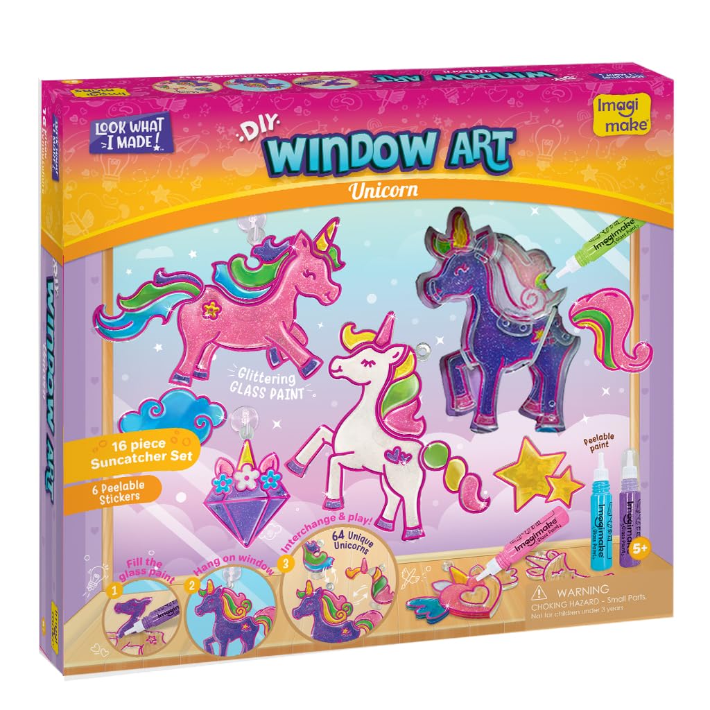 Window Art Paint Kit for Kids - Arts and Crafts for Girls & Boys Ages 6-12  - Craft Kits Art Set - Supplies for Painting Suncatchers - Best Paint Gift,  Ideas for