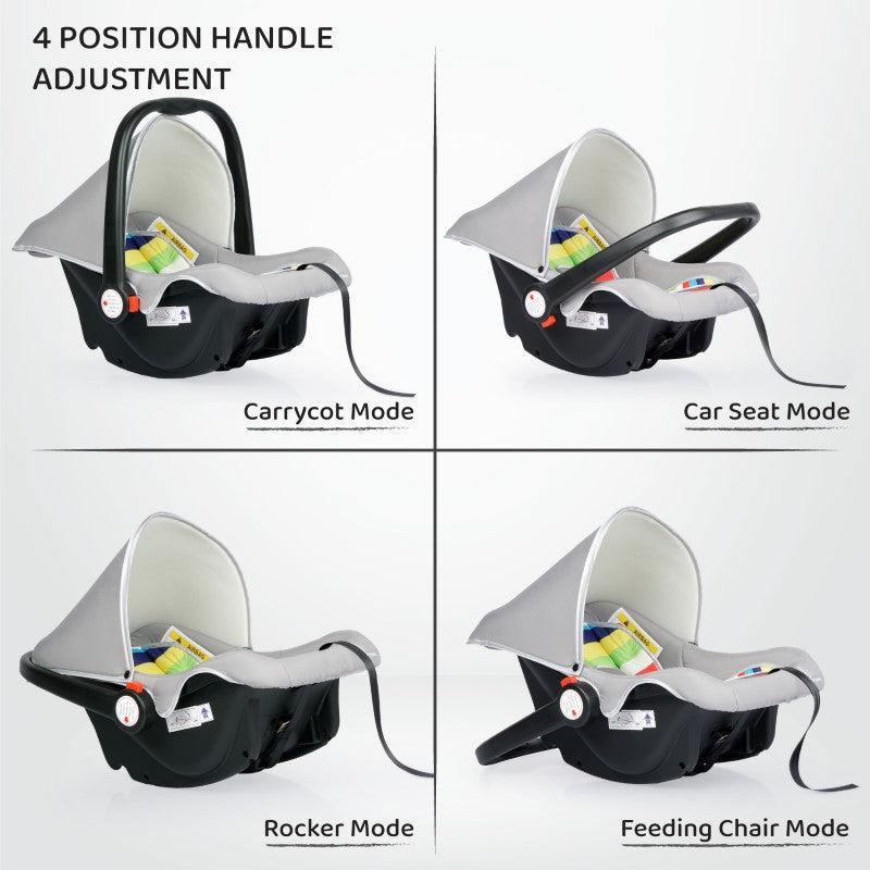 R for Rabbit Picaboo 4 in 1 Multipurpose Baby Carry Cot Cum Car Seat, Removable & Washable Cover, 3 Point Safety Belt, 4 position handle adjustment