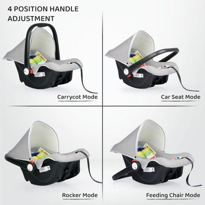 R for Rabbit Picaboo 4 in 1 Multipurpose Baby Carry Cot Cum Car Seat, Removable & Washable Cover, 3 Point Safety Belt, 4 position handle adjustment