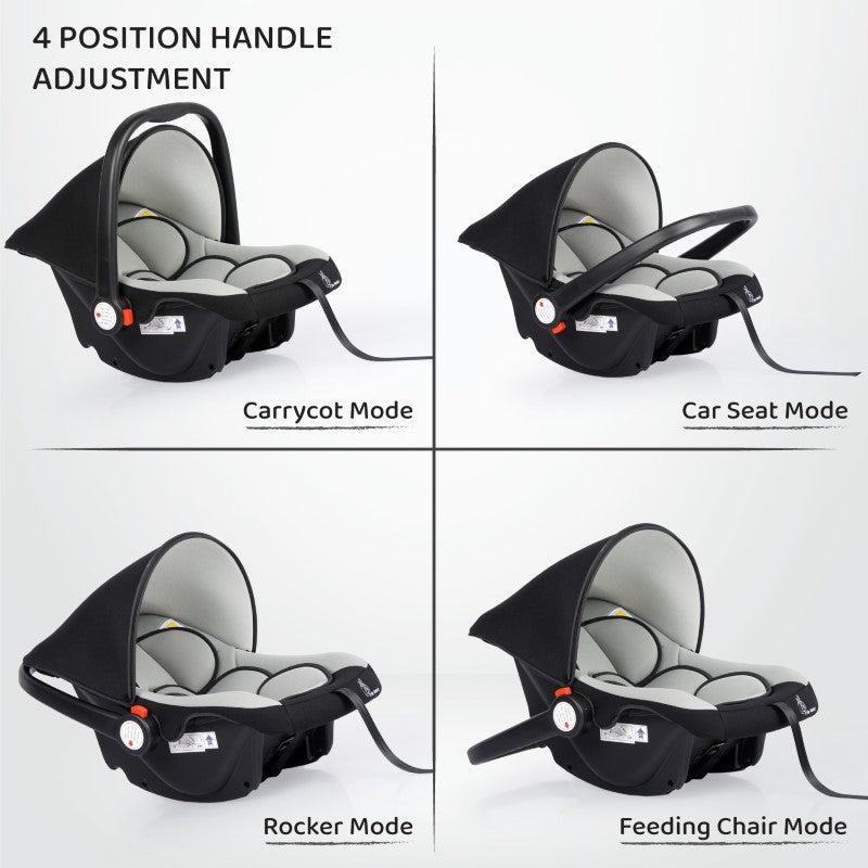 R for Rabbit Picaboo 4 in 1 Multipurpose Baby Carry Cot Cum Car Seat, Removable & Washable Cover, 3 Point Safety Belt, 4 position handle adjustment