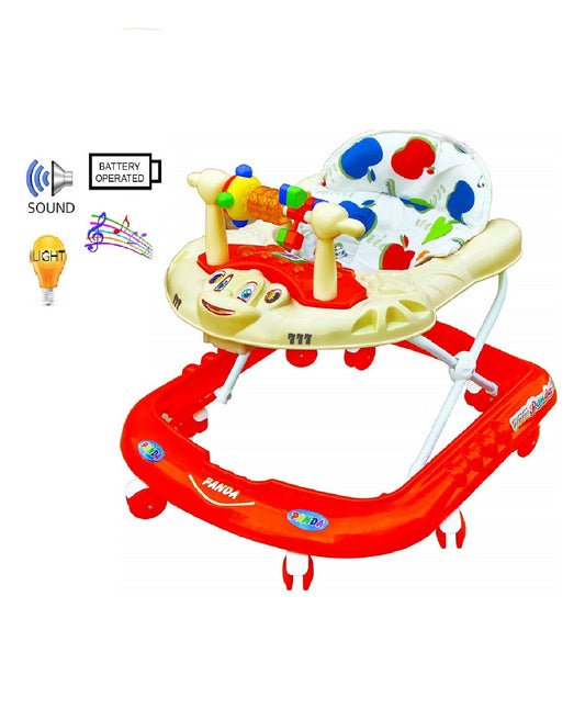 Panda 777 Smart Musical Round Toddler Baby Walker with Comfy Seat and Activity with Light and Musical Toy Bar and Ultra Soft Seat for Kids/Babies  (RED) - MRGTOYS