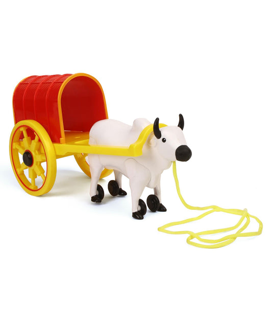 Giggles Pull Along Bullock Cart Toy - White Red