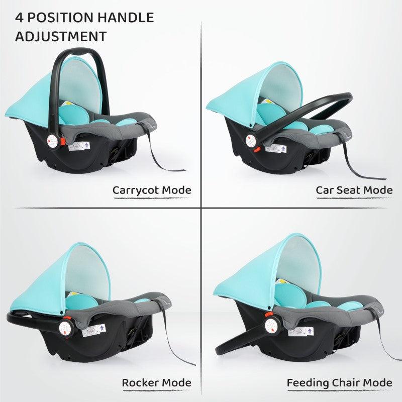 R for Rabbit Picaboo 4 in 1 Multipurpose Baby Carry Cot Cum Car Seat, Removable & Washable Cover, 3 Point Safety Belt, 4 position handle adjustment