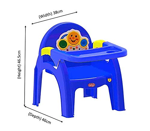 Prima Detachable Baby Desk Plastic Chair 130 | Swings | High Chair | Eating | Feeding | Study | Kids |Blue yellow| Toddlers Booster Seat with Safety Tray for 6 Months to 5 Years Age Kids - MRGTOYS