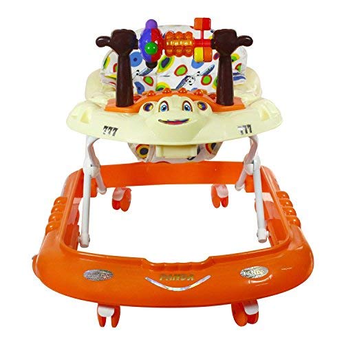 Panda 777 Smart Musical Round Toddler Baby Walker with Comfy Seat and Activity with Light and Musical Toy Bar and Ultra Soft Seat for Kids/Babies (Orange) (Orange) - MRGTOYS