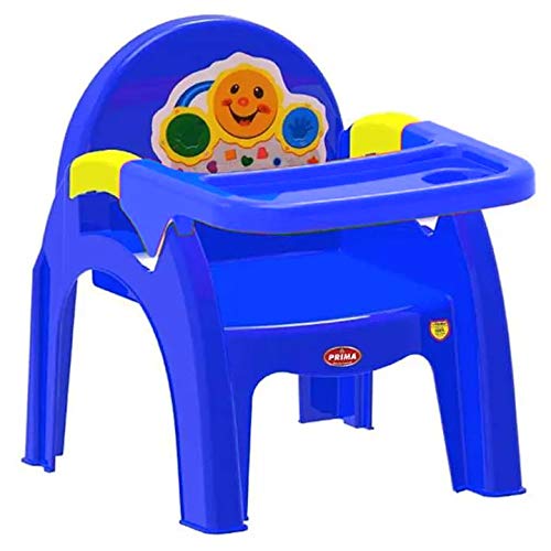 Prima Detachable Baby Desk Plastic Chair 130 | Swings | High Chair | Eating | Feeding | Study | Kids |Blue yellow| Toddlers Booster Seat with Safety Tray for 6 Months to 5 Years Age Kids - MRGTOYS