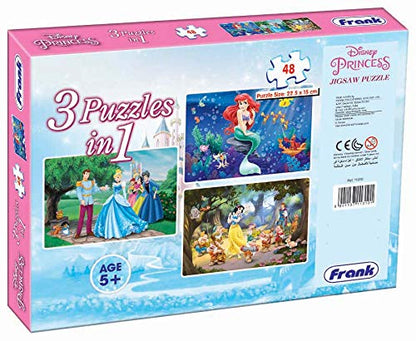 Frank Disney Princess Puzzles - 48 Pieces 3 in 1 Jigsaw Puzzles for Kids for Age 5 Years Old and Above