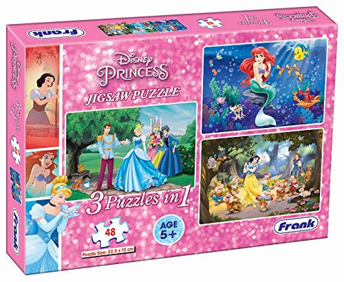 Frank Disney Princess Puzzles - 48 Pieces 3 in 1 Jigsaw Puzzles for Kids for Age 5 Years Old and Above