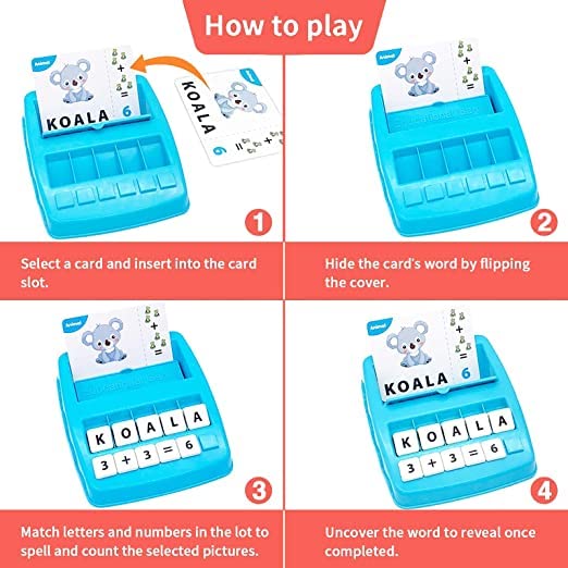 Word Builder/Spelling Games for Kids Education by Quirky Little Things, Brain Games for Kids with 2 in 1 Matching Letter Game (Word Builder)