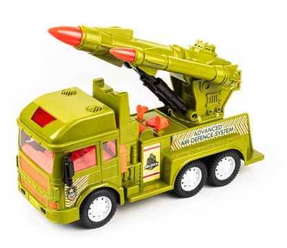 MY FIRST WHEELS Ratna's Missile Launcher Truck Pull Back Friction Toy (Green) for Kids 5 +