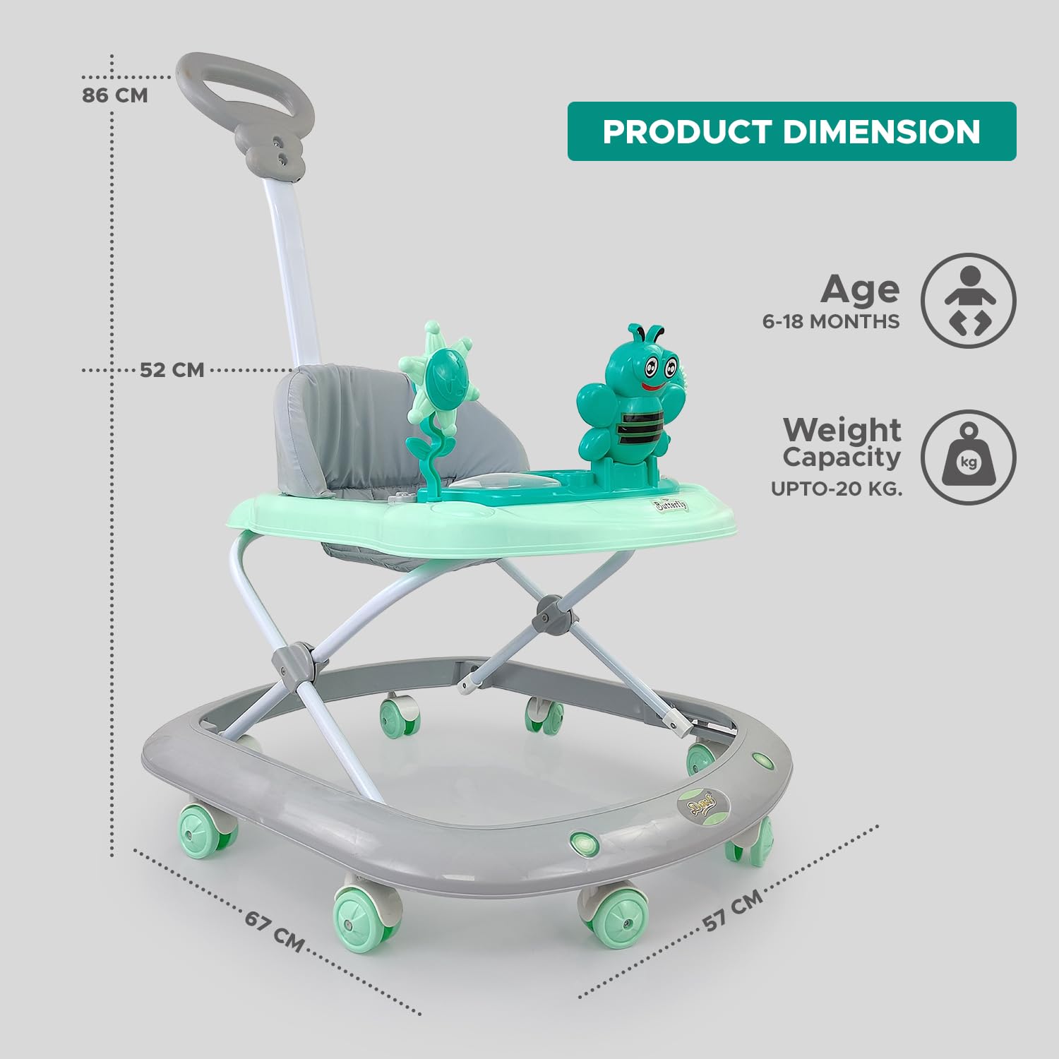 Buy Dash Butterfly DLX Baby Walker with Music n Light Online India - MM  TOYS – MM TOY WORLD