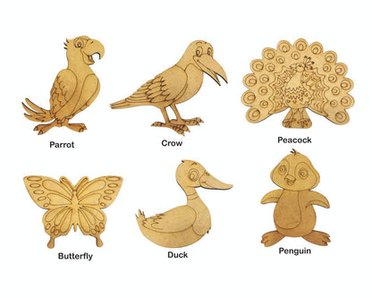 RATNA'S Paint Your Wooden Fridge Magnets for Kids/Adults (Paint Wooden Birds)