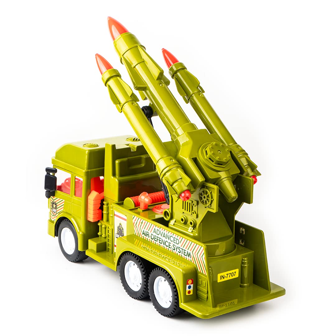 MY FIRST WHEELS Ratna's Missile Launcher Truck Pull Back Friction Toy (Green) for Kids 5 +