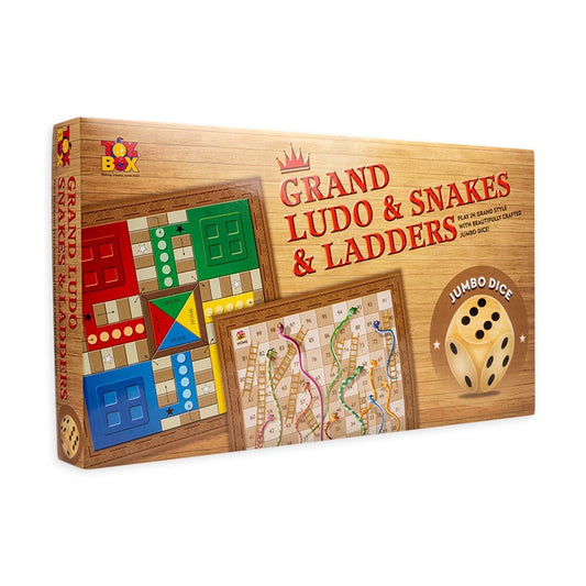 Toysbox Grand Ludo and Snakes & Ladders Board Game with Jumbo Size Wooden Dice to Play with Kids and Adults