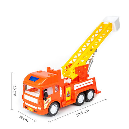 Ratna's My First Wheels Toy Fire Ladder Truck | Friction Powered Big Size Vehicle for Kids