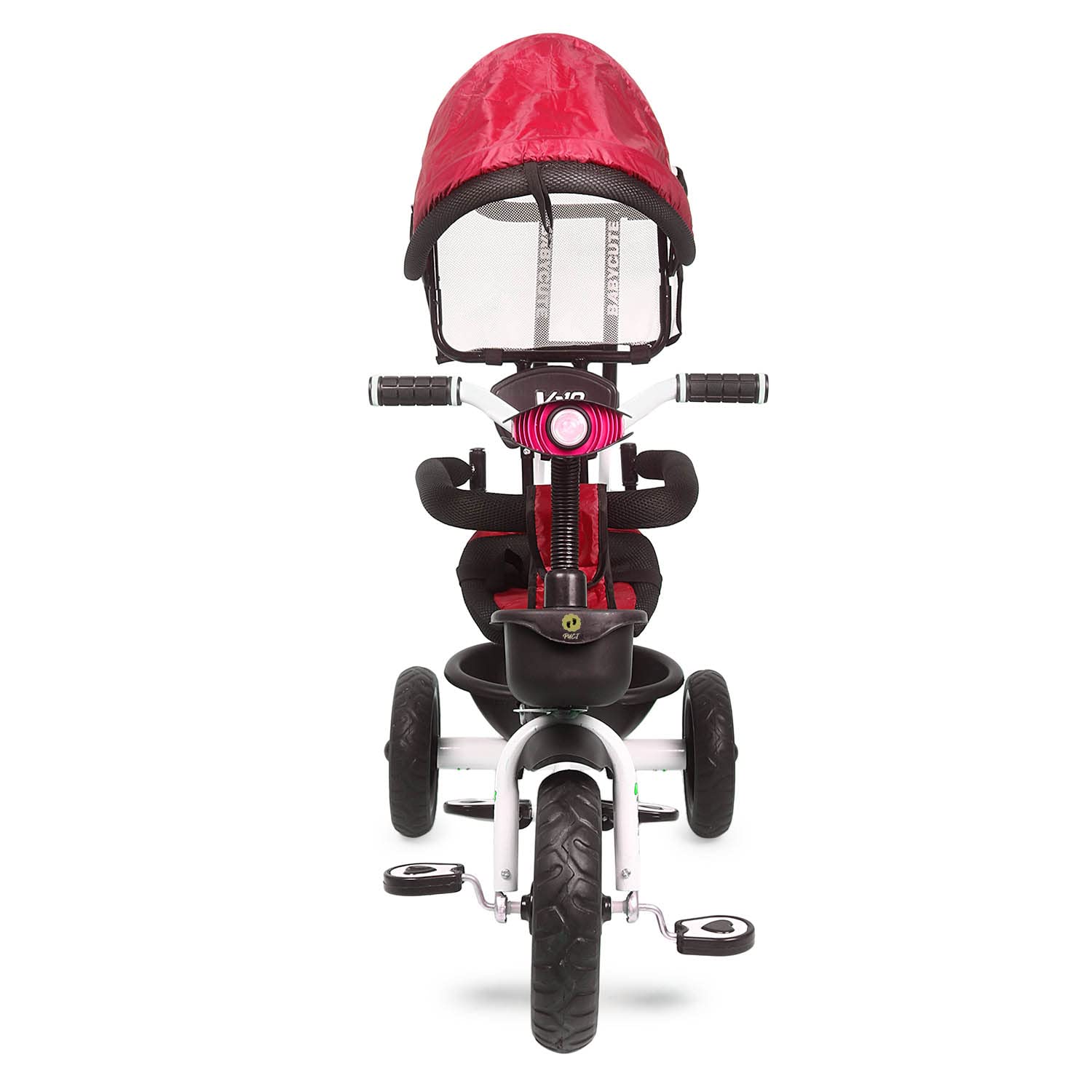 Baby Cute Kids Pro Max Kids|Baby Musical Trike|Tricycle with Light, Foldable Canopy and 360 Degree Seat Rotating Tricycle for Kids|Boys|Girls Age Group 2 to 5 Years (Brown) (Red) - MRGTOYS