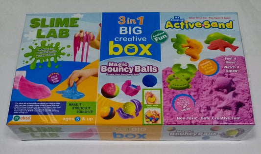 EKTA 3 in 1 Big Creative Box Slime Lab, Magic Bouncy Balls, and Active Sand Sea Creatures