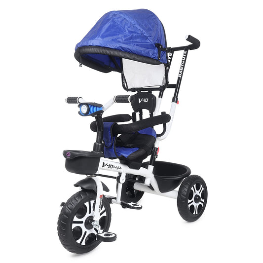 Baby Cute Kids Pro Max Kids|Baby Musical Trike|Tricycle with Light, Foldable Canopy and 360 Degree Seat Rotating Tricycle for Kids|Boys|Girls Age Group 2 to 5 Years (Brown) (Blue) - MRGTOYS