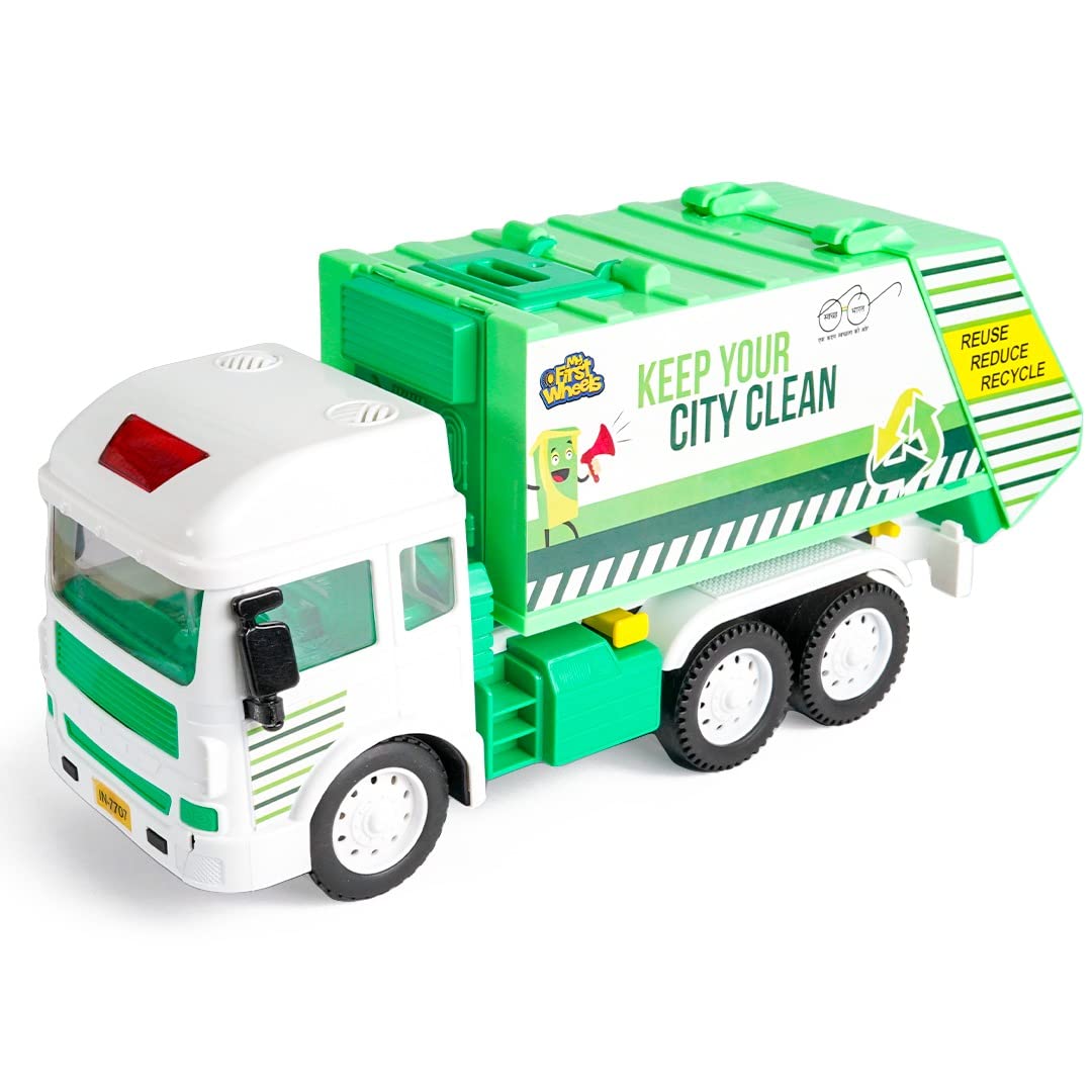 Ratna's My First Wheels Garbage Truck | Friction Powered Big Size Plastic Toy Vehicle for Kids