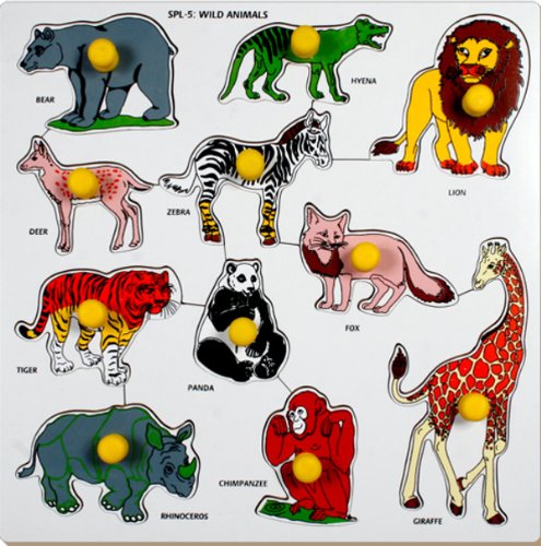 Little Genius Wild Animals with Big Knob (Multicolor)