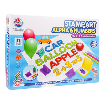 Ratna's Stamp Art Alphabets & Numbers | Art & Craft Creative Fun Kit Stamp it, Color it & Learn with kit for Toddlers & Kids