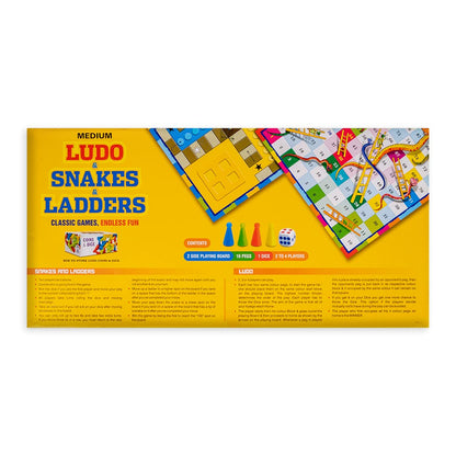 Toysbox Ludo and Snakes & Ladders Medium Classic Board Game to Play with Kids and Adults