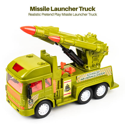 MY FIRST WHEELS Ratna's Missile Launcher Truck Pull Back Friction Toy (Green) for Kids 5 +