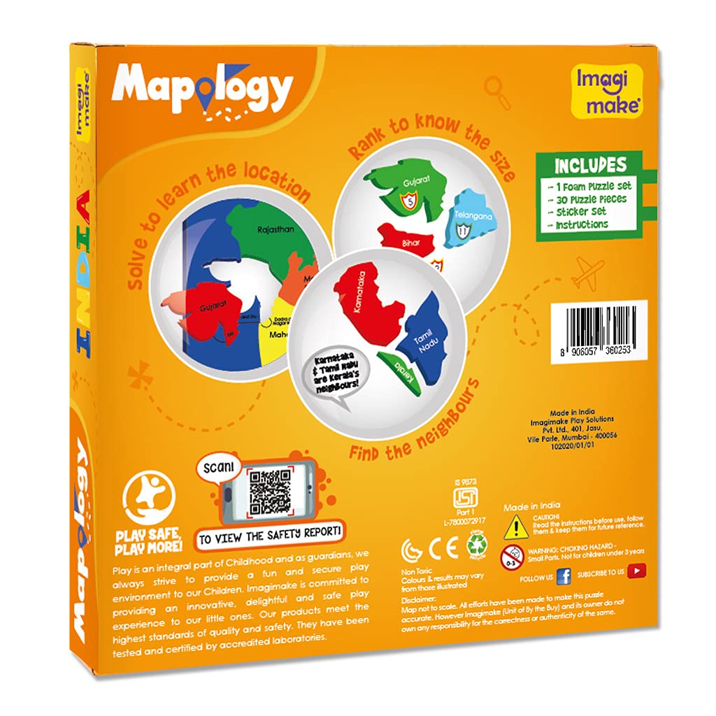 Imagimake Mapology India Map Puzzles - Geography for Kids - Learning & Educational Toys - Puzzles for Kids Ages 4-8 - Gift for 4, 5, 6, 7, 8 Year Old Boys & Girls