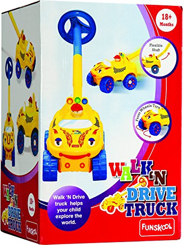 Funskool Walk N Drive Plastic Truck, Push And Drive Car, Encourages Walking and Pretend Play, 18 Months & Above, Infant And Preschool Toys, Multicolour