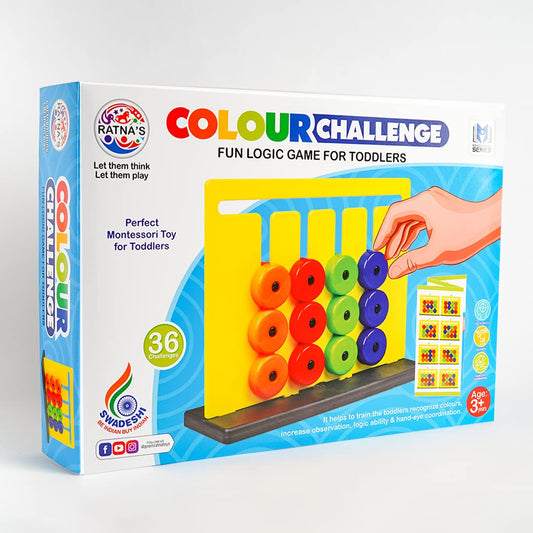 RATNA'S Colour Challenge Montessori Slide & Match Puzzles - Brain Game for Kids | Fun and Colourful Pattern Making Activity Toys | Early Development and Learning Kids Toys for 3+ Years