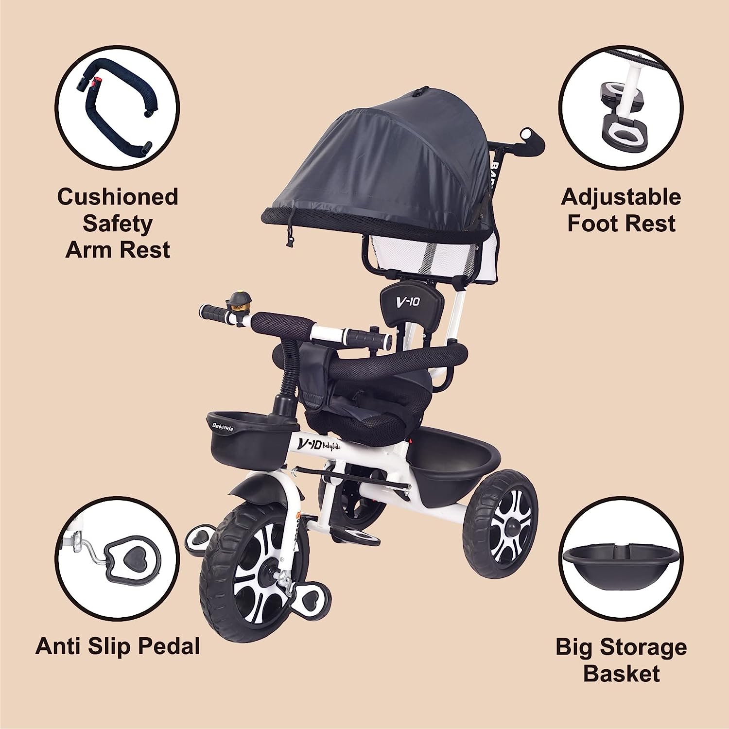 v 10 BabyCute Cycle for Kids Plug and Play Baby Sports Tricycle with MRGTOYS