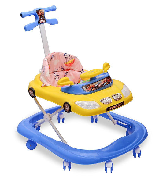 B.M.W Baby Walker Adjustable Height with Height Adjustable 6-18 Months Baby Walker Walker for Kids, Walker with Parental Push Handle | Activity Walker for Baby with Musical Boys Girls (Blue) - MRGTOYS