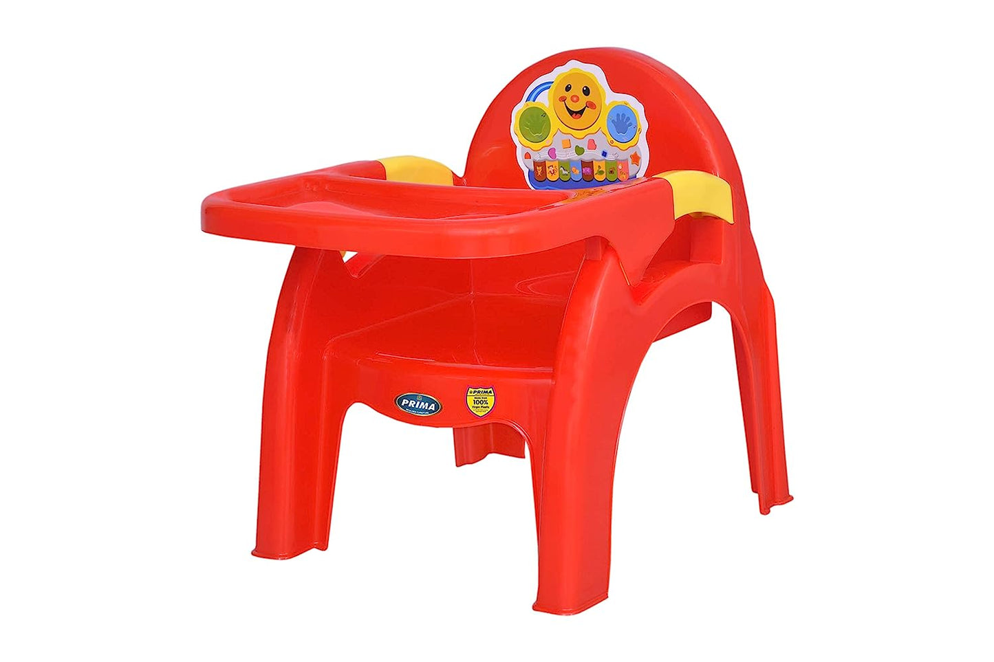 Prima Detachable Baby Desk Plastic Chair 130 | Swings | High Chair | Eating | Feeding | Study | Kids | Toddlers Booster Seat with Safety Tray for 6 Months to 5 Years Age Kids, red/yellow (BABY DESK CHAIR-130) - MRGTOYS