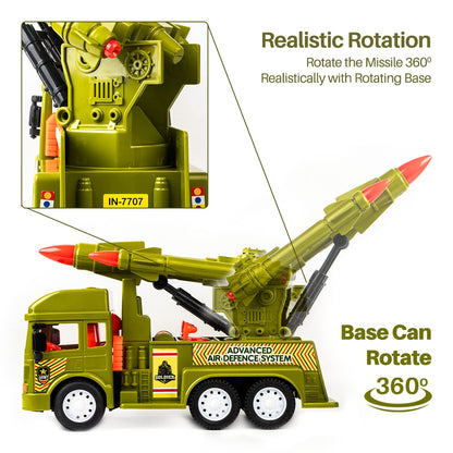 MY FIRST WHEELS Ratna's Missile Launcher Truck Pull Back Friction Toy (Green) for Kids 5 +