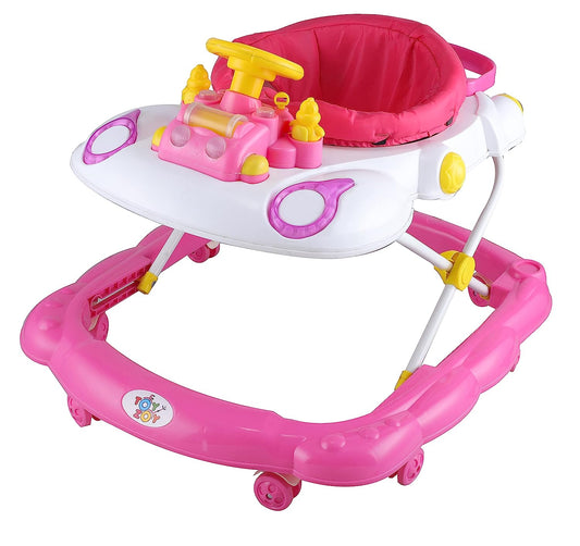 Toyzoy Steering Seat Baby Activity Walker with Musical Tray and Toys for Kids| Boys| Girls Age Group 6Months to1.5 Years, TZ-307 (Pink) - MRGTOYS