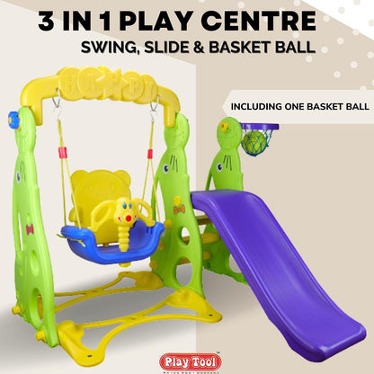 Slider for Kids Swing and Slide Combo along with 1 Basket Ball - 3 in 1 Multi Activity GYM Set Jumbo Slider Jhulla - Garden Sliding and Swing Combo for babies in Dolphin Shape for Outdoor and Indoor Use - Age Group 06 Month to 5 Years - MRGTOYS