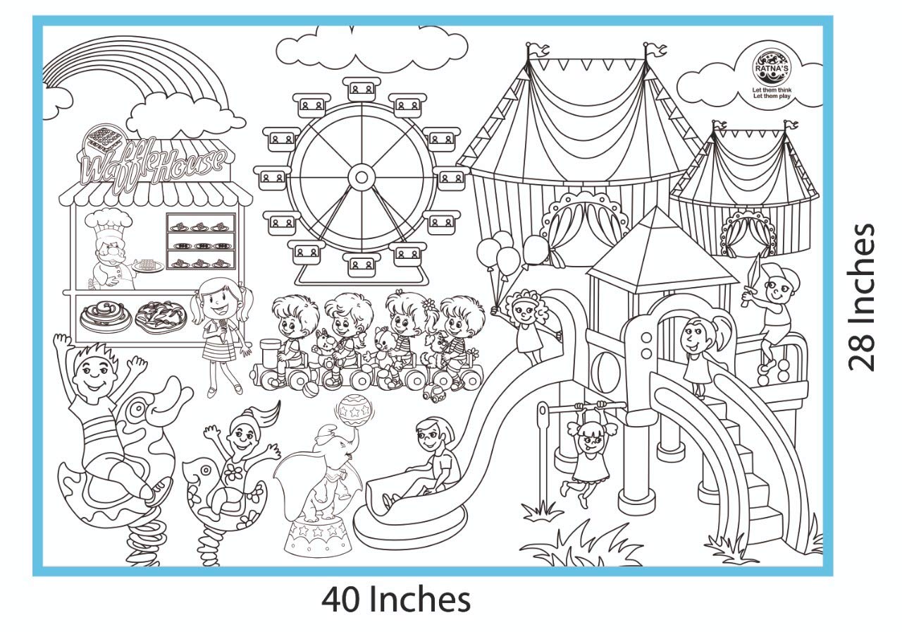 RATNA'S My Colouring MAT for Kids Reusable and Washable. Big MAT for Colouring. MAT Size(40 INCHES X 27 INCHES) (Carnival Theme)