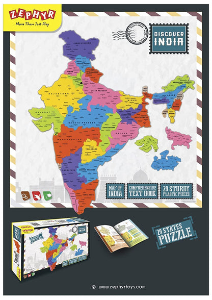 Zephyr Discover India,India Map,Puzzles & Educational Toy,Learning Toy,for Boys & Girls 3 Yr+(Multicolor)