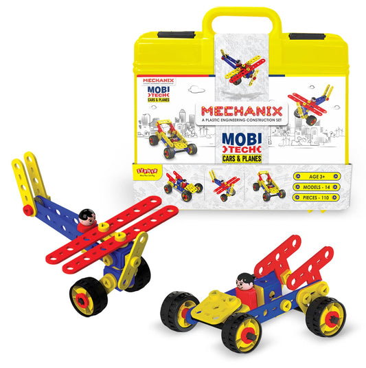 MECHANIX Plastic Mobitech Cars And Planes, 14 Models Educational, Stem Learning, Building And Construction Toy, Age 3-8, Multi color