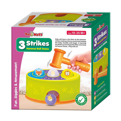 Games and Toys 3 Strikes Hammer Ball Game (A Toddler's Activity Fun Game, Good for Muscle Building,for Age 18-36 Month +) toymate