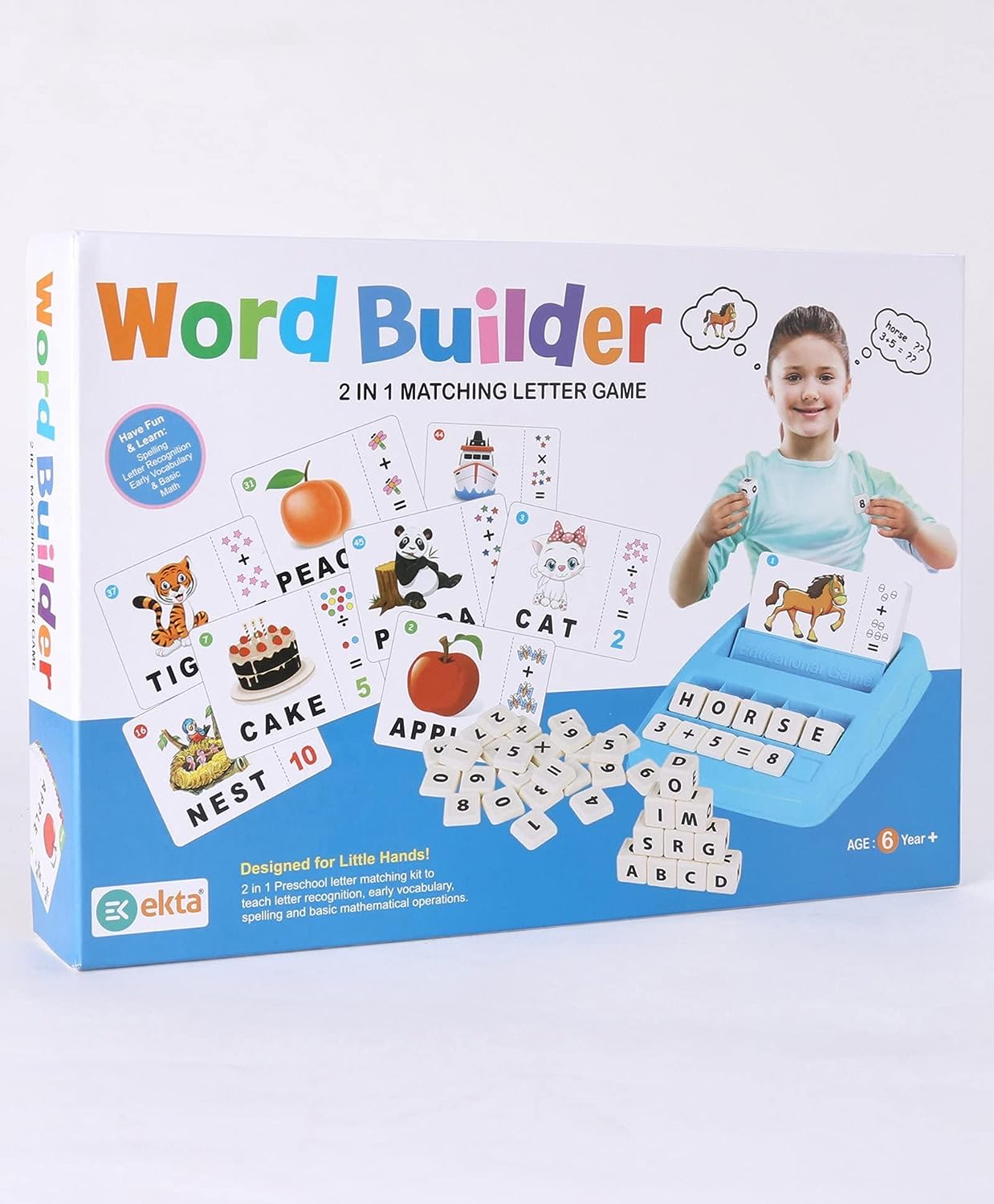 Word Builder/Spelling Games for Kids Education by Quirky Little Things, Brain Games for Kids with 2 in 1 Matching Letter Game (Word Builder)