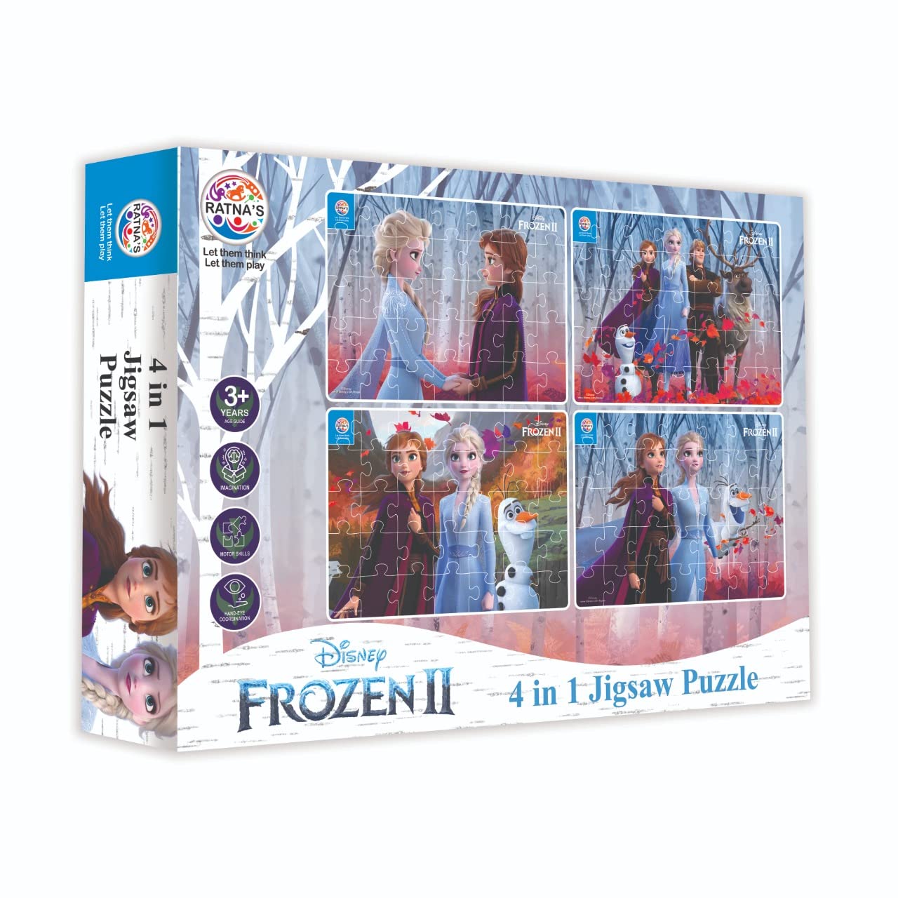 Ratna's 4 in 1 Disney Jigsaw Puzzle 140 Pieces for Kids. 4 Jigsaw Puzzles 35 Pieces Each (Frozen) - MRGTOYS