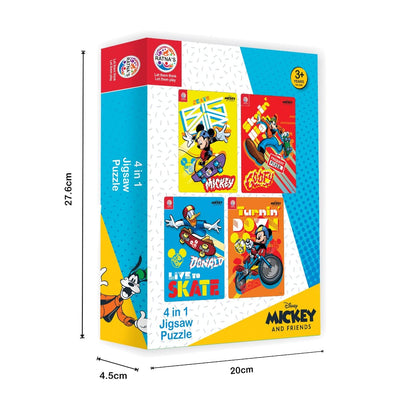 Ratna's 4 in 1 Disney Jigsaw Puzzle 140 Pieces for Kids. 4 Jigsaw Puzzles 35 Pieces Each (Mickey Mouse, Donald Duck, Goofy Vertical) - MRGTOYS