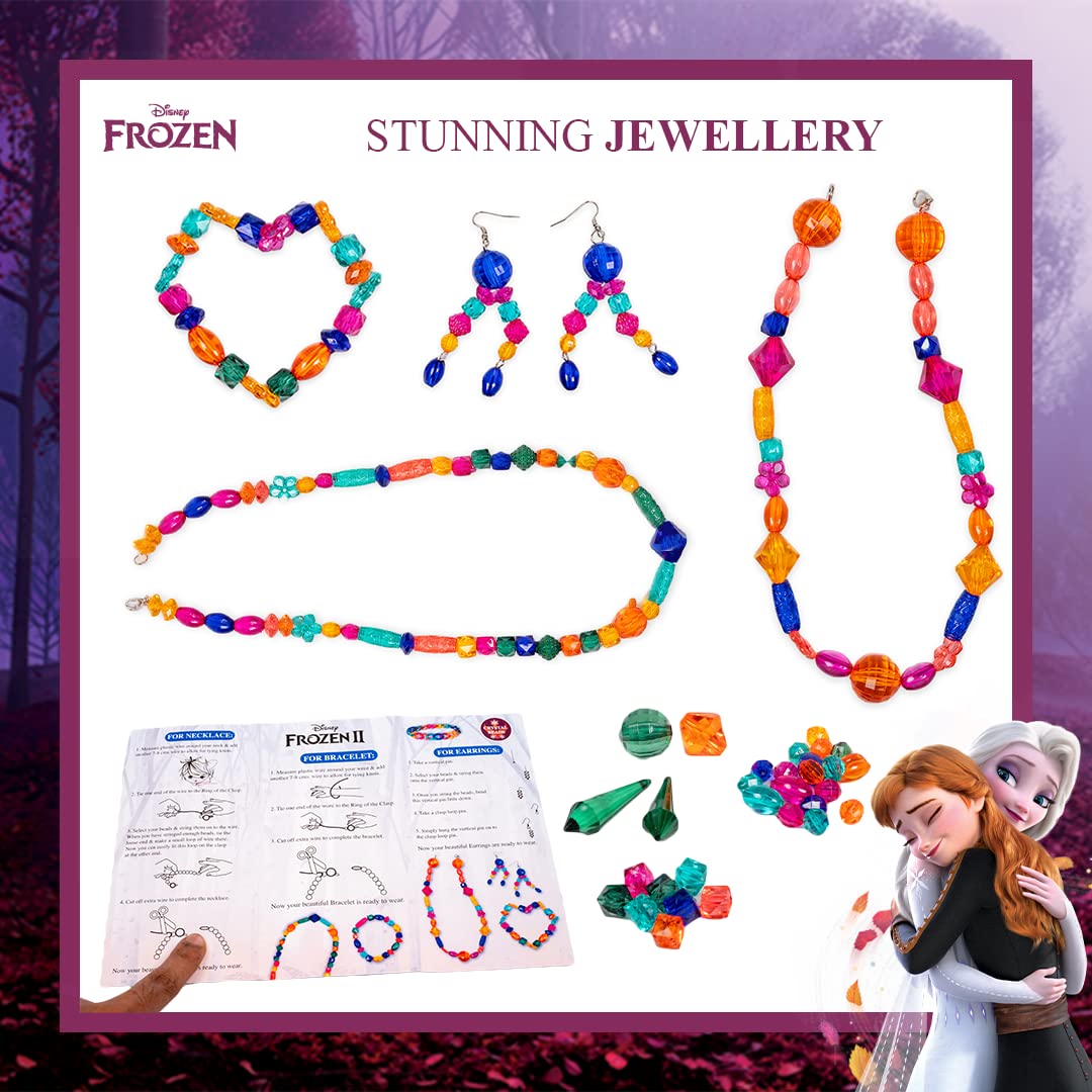 RATNA'S Disney Frozen Crystal Beads Jewellery Senior Art & Craft DIY Jewellery Making Kit for Girls to Make Necklaces, Earnings, Bracelets, etc Using Different Colorful Beads