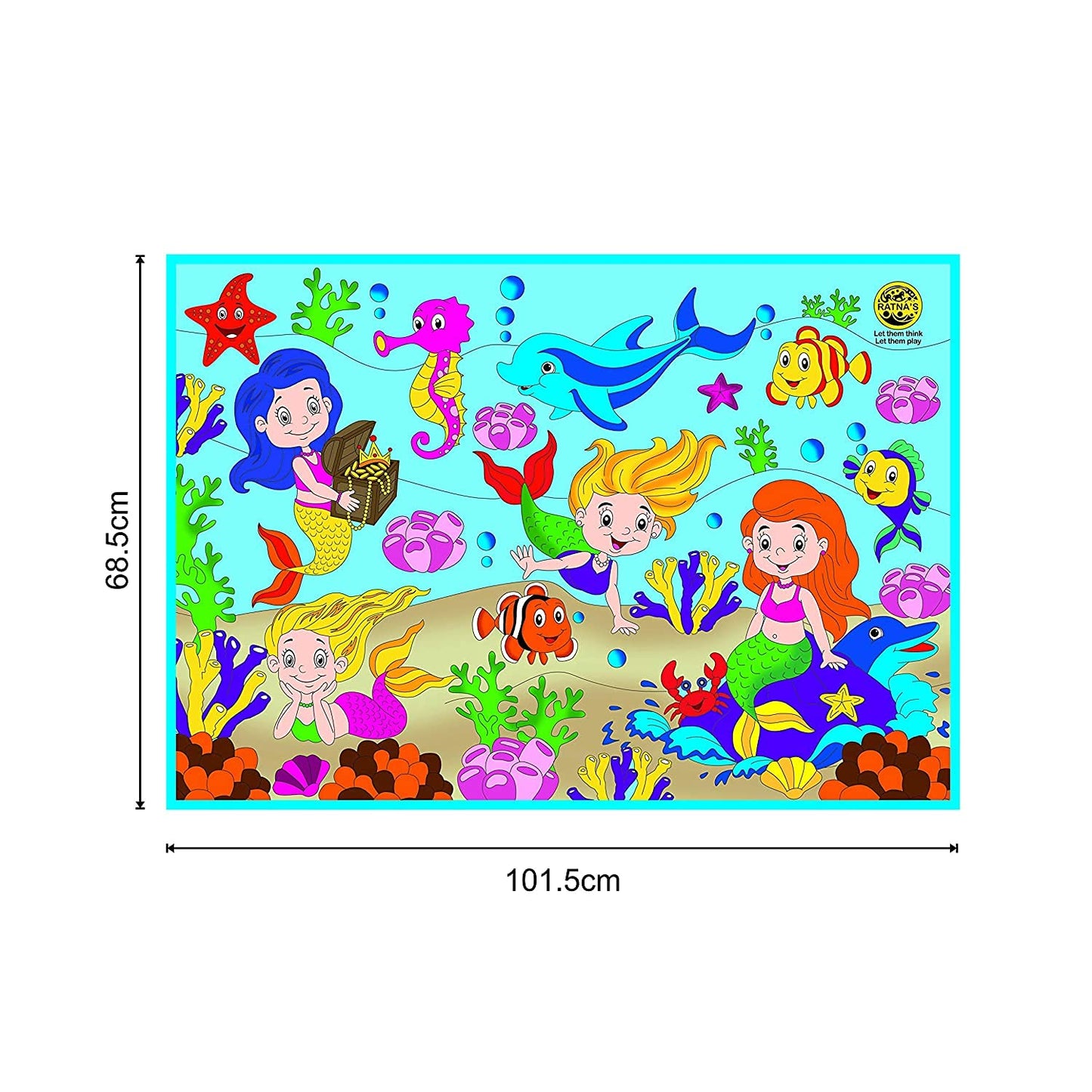 RATNA'S My Colouring Mat for Kids Reusable and Washable. Big MAT for Colouring. MAT Size(40 INCHES X 27 INCHES) (Mermaid Theme)