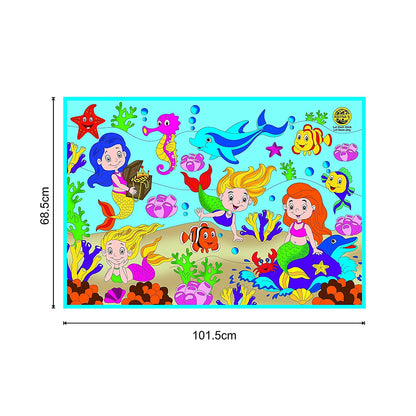 RATNA'S My Colouring Mat for Kids Reusable and Washable. Big MAT for Colouring. MAT Size(40 INCHES X 27 INCHES) (Mermaid Theme)