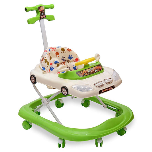 B.M.W Baby Walker Adjustable Height with Height Adjustable 6-18 Months Baby Walker Walker for Kids, Walker with Parental Push Handle | Activity Walker for Baby with Musical Boys Girls (Green) - MRGTOYS