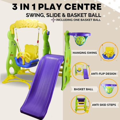 Slide Combo for Kids with 1 Basket Ball - Dolphin Garden Slider Combo - for Boys and Girls - Perfect for Home/Indoor or Outdoor Use - Age Group 06 Month to 5 Years(only ahmedabad delivery)