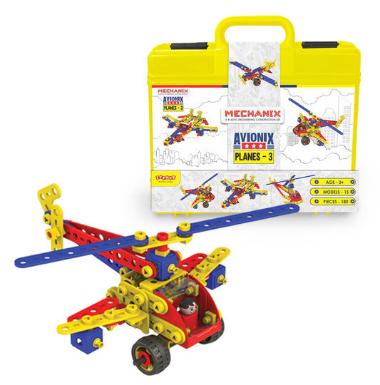 MECHANIX Boy's and Girl's Plastic Planes 3, 15 Models Educational, Stem Learning, Building and Construction Toy - Multicolor, Age 3-8