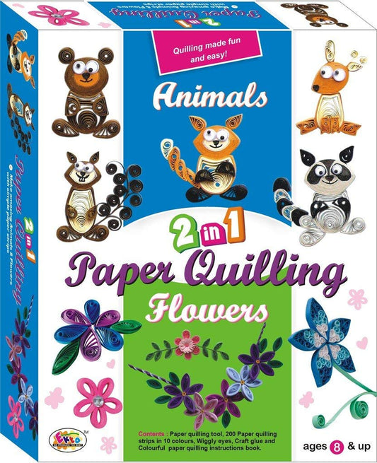 Paper Quilling Set Animals and Flowers Edition (200 Strips in 10 Colors)